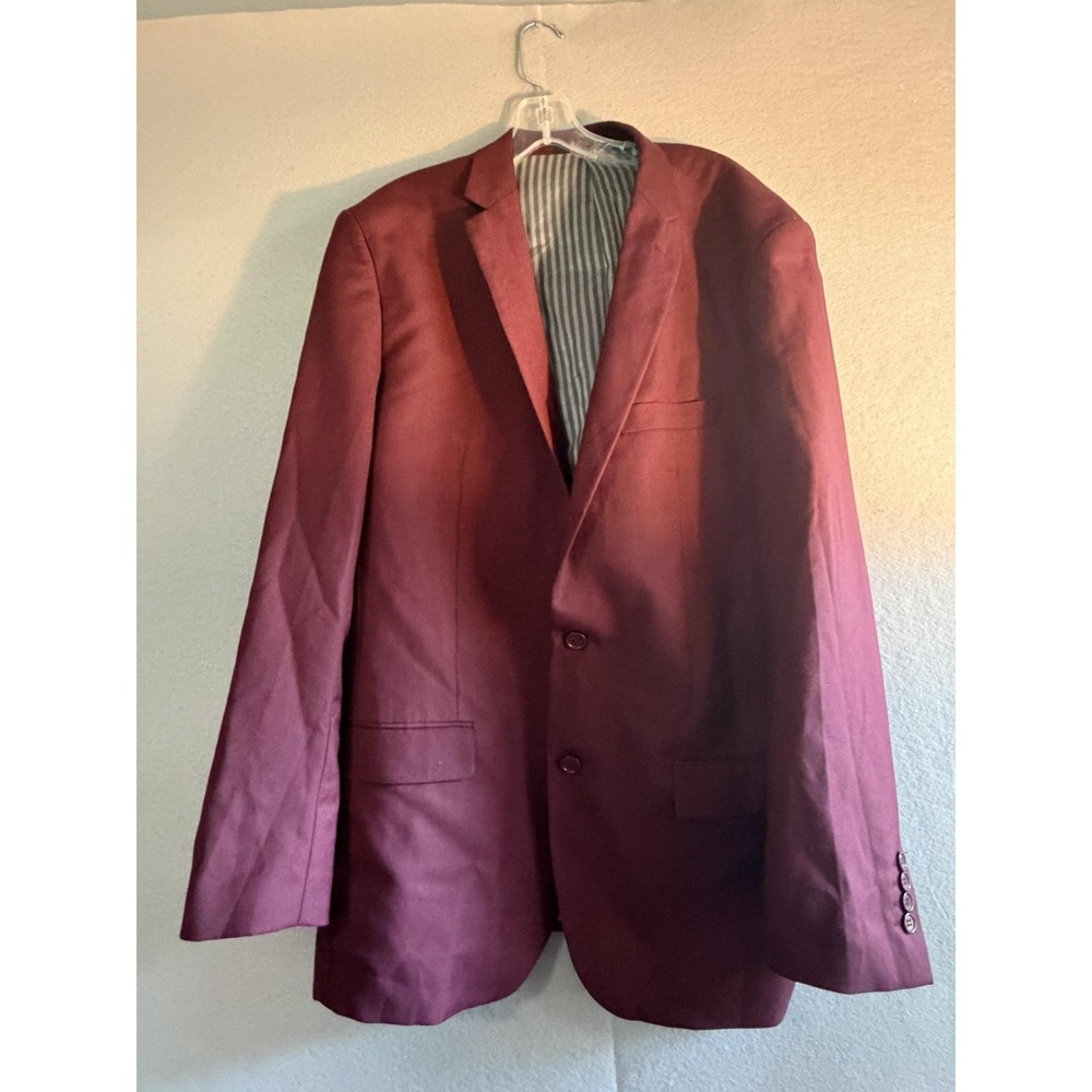 Tessori Blazer Sport Coat Mens 46L Red Rayon Dacron Italy Jacket Formal Business